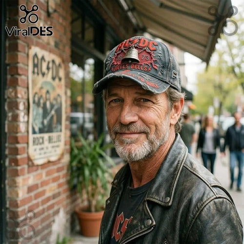 AC/DC Hells Bells For Those About To Rock Distressed Baseball Cap