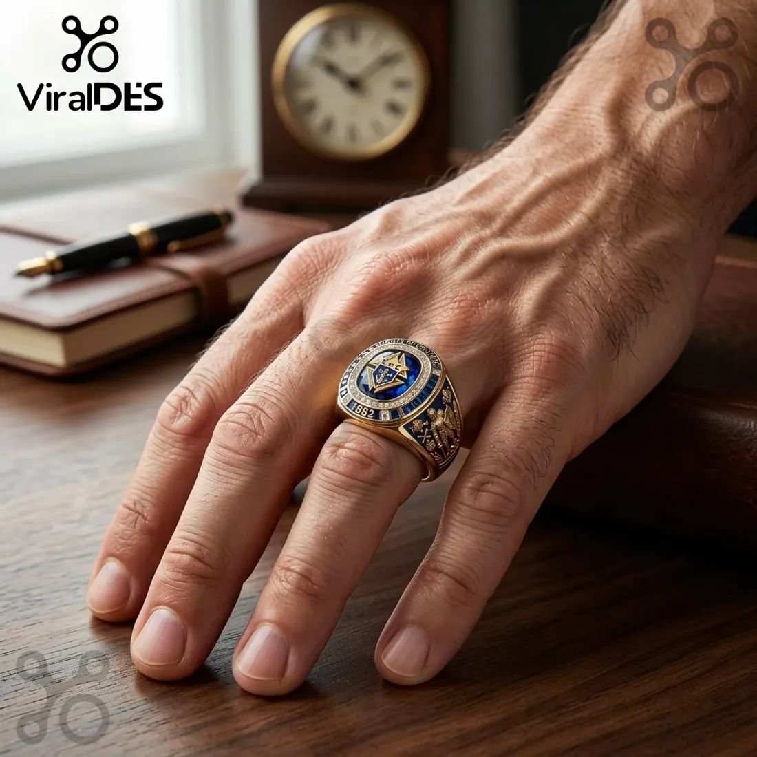 Knights of Columbus 1882 Founding Gold Blue Stone Ring