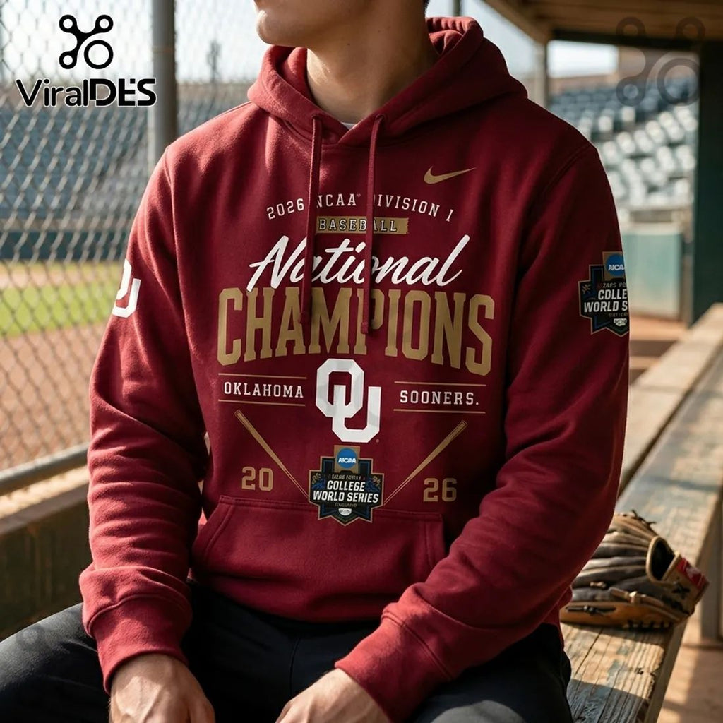 Oklahoma Sooners 2026 NCAA Baseball National Champions Maroon Hoodie