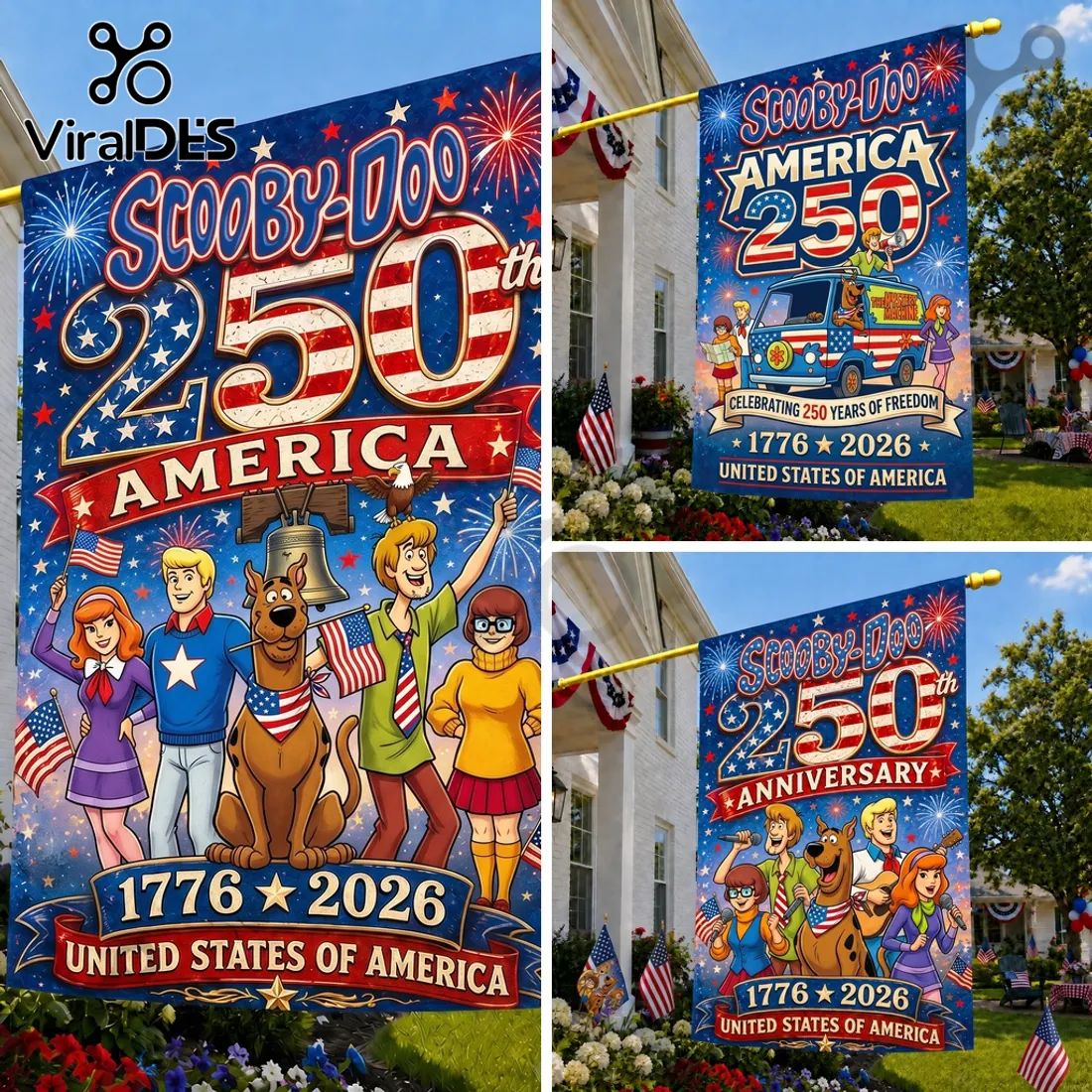 Scooby-Doo x America 250th Anniversary Patriotic Garden Flag