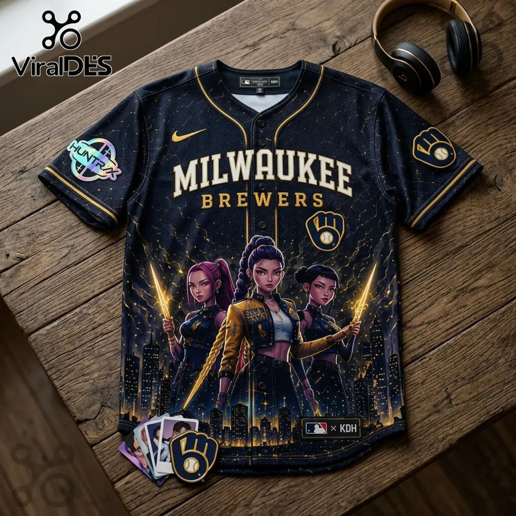 Milwaukee Brewers x KPop Demon Hunters Navy Jersey