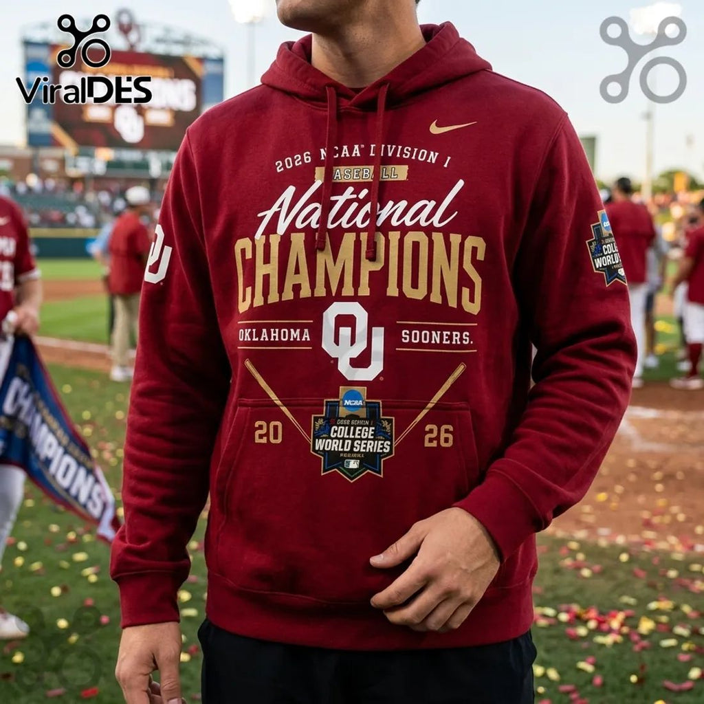 Oklahoma Sooners 2026 NCAA Baseball National Champions Maroon Hoodie