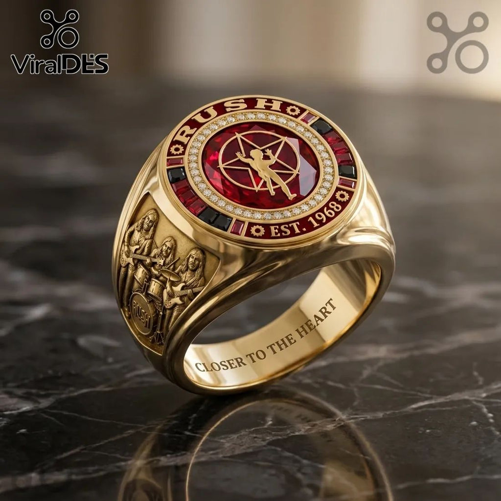 Rush Band Starman Logo Gold Plated Ring