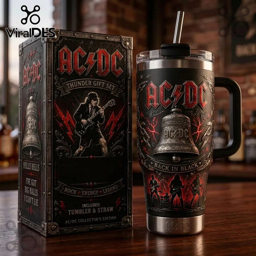 AC/DC Thunder Gift Set Back In Black Insulated Tumbler