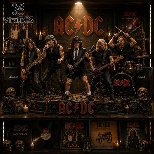 AC/DC Legendary Rock Band Premium Concert Scene Diorama Statue