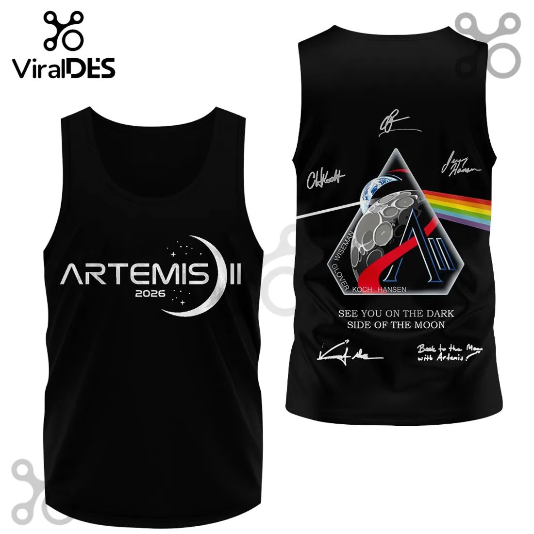 Artemis II 2026 Crew Signatures Dark Side of Moon Space Mission Hoodie