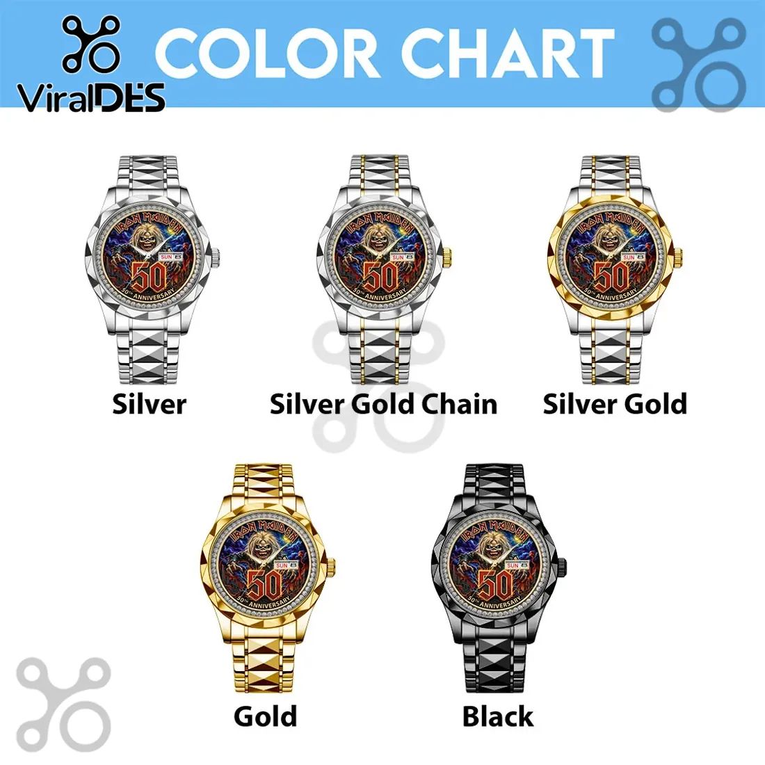 Iron Maiden 50th Anniversary Gold Tone Quartz Watch