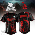 Godzilla x Los Angeles Dodgers Black Red Baseball Jersey