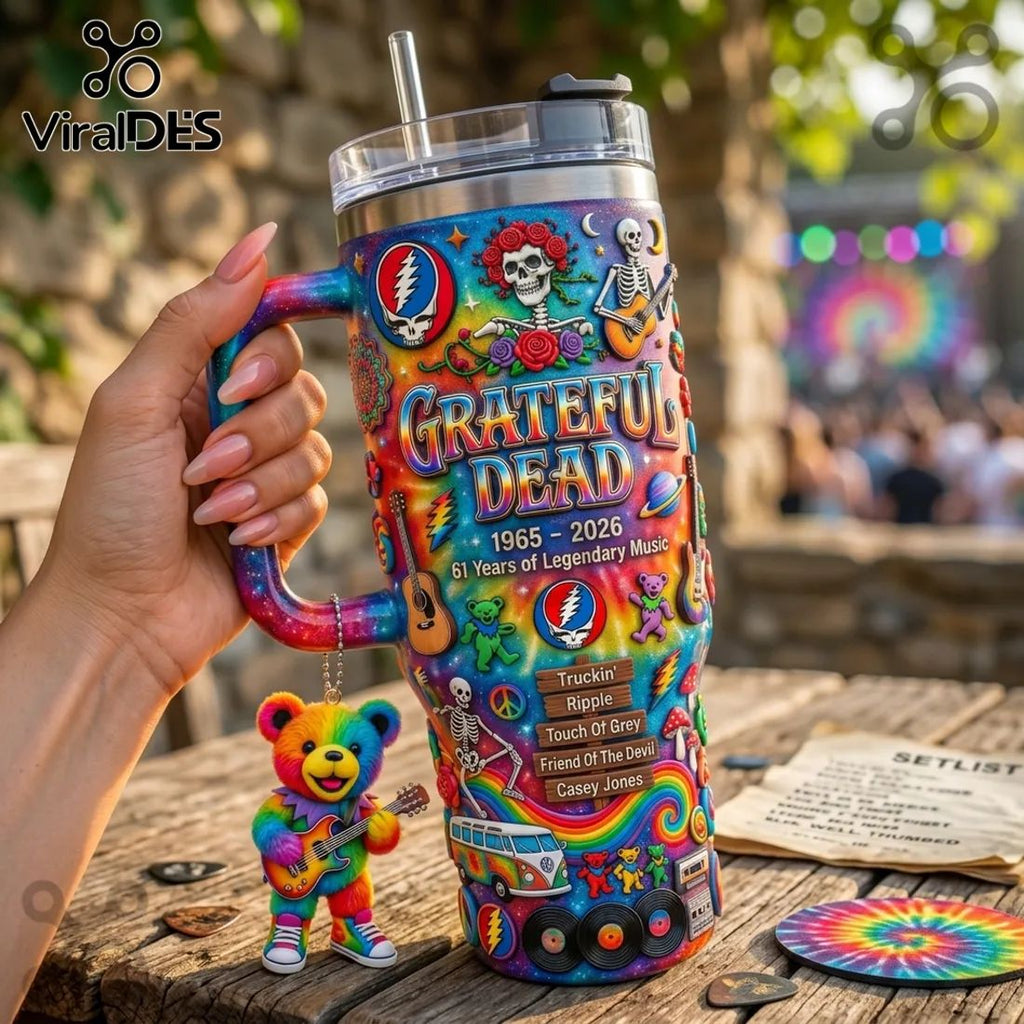 Grateful Dead 1965-2026 Stainless Steel 40oz Insulated Handle Tumbler