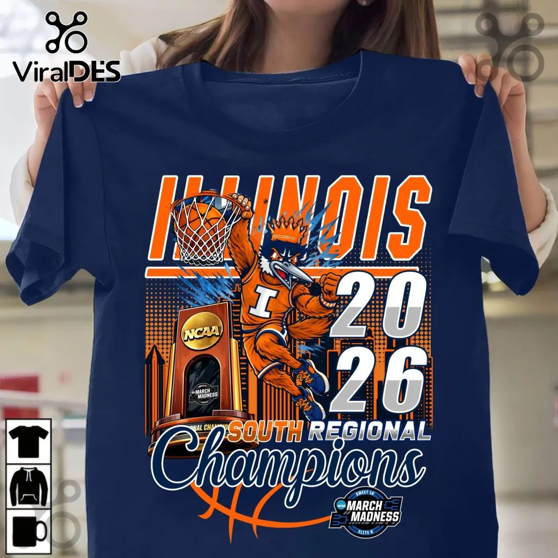 Illinois Basketball South Regional Champions March Madness T-Shirt