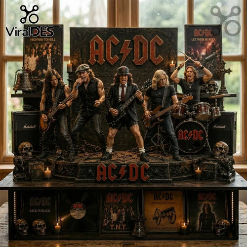 AC/DC Legendary Rock Band Premium Concert Scene Diorama Statue