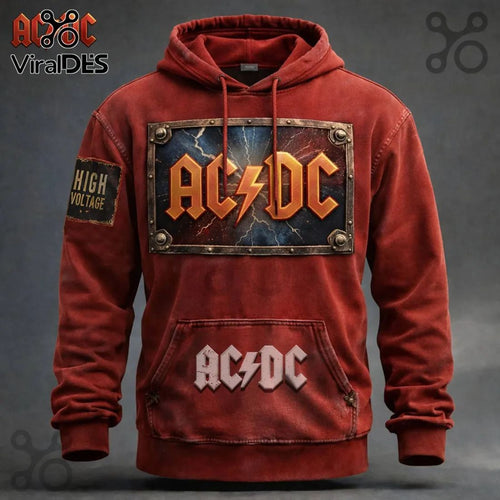 AC/DC High Voltage Distressed Rock Band Hoodie