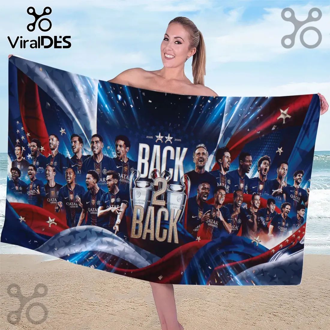 Paris Saint-Germain Champions of Europe 2025/2026 Beach Towel