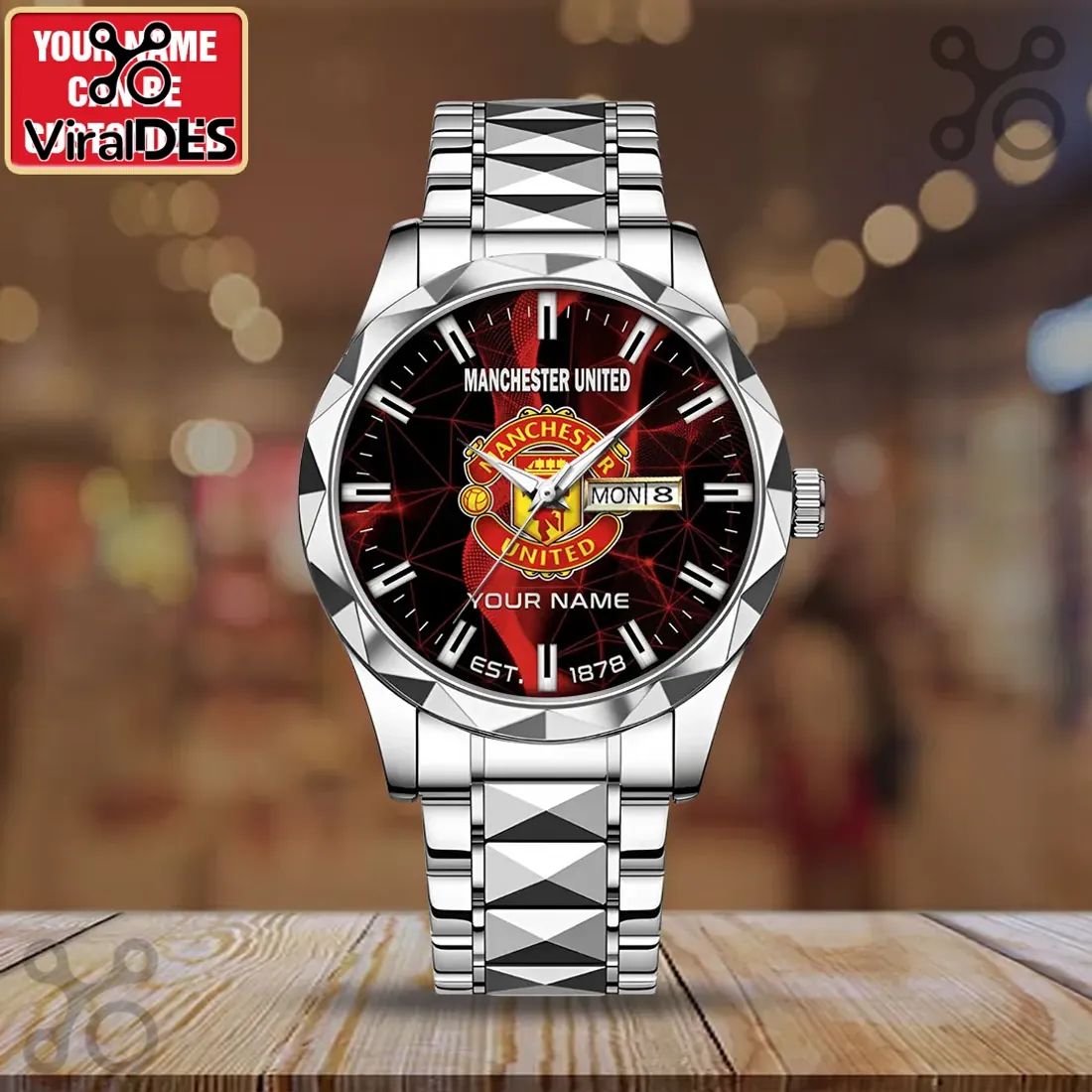 Manchester United Stainless Steel Custom Quartz Sport Wrist Watch