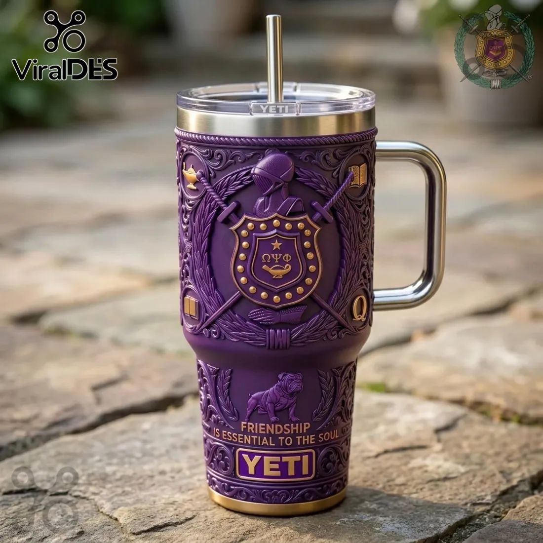 Omega Psi Phi 1911 Fraternity Purple Gold YETI Handle Tumbler