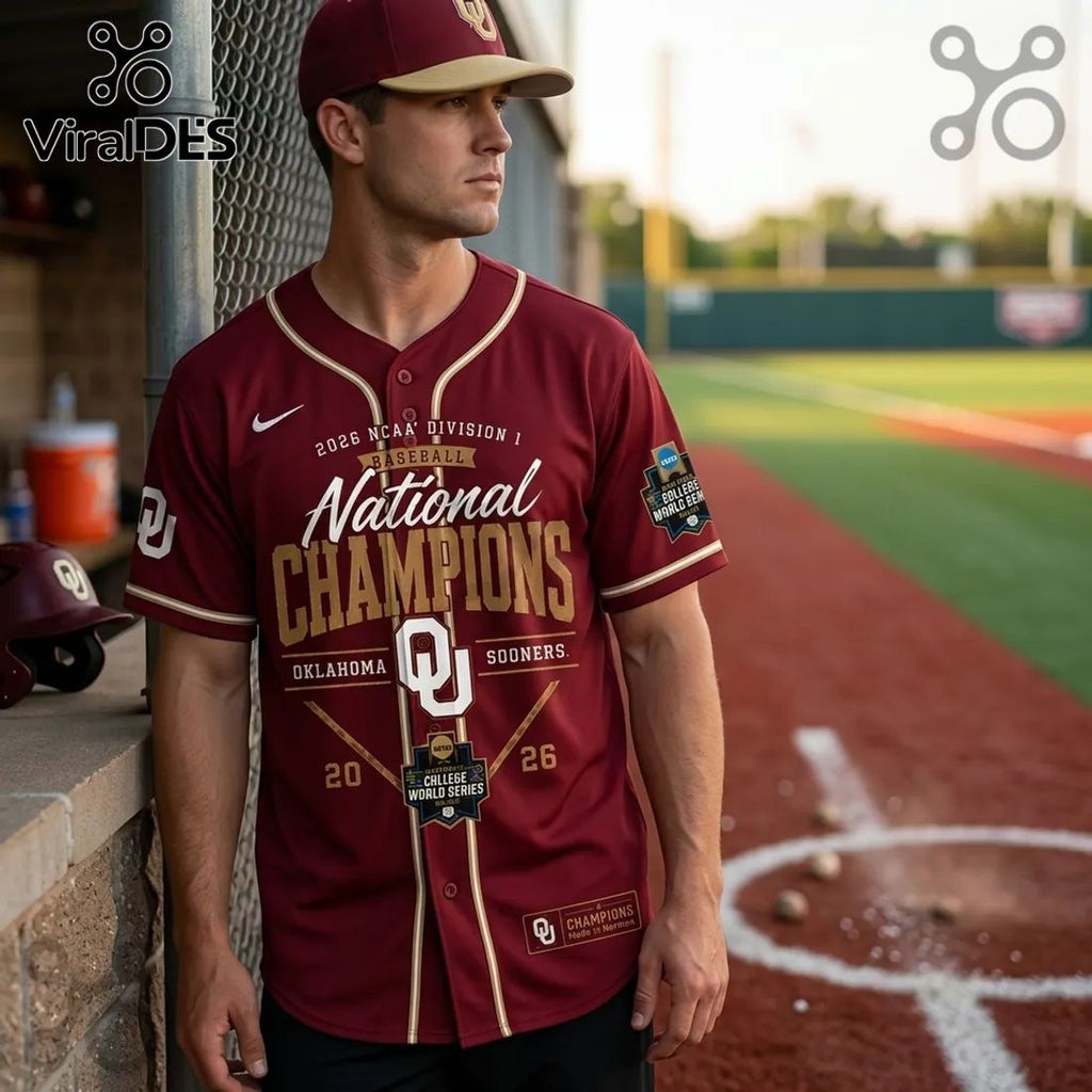 Oklahoma Sooners 2026 Baseball National Champions Maroon Jersey