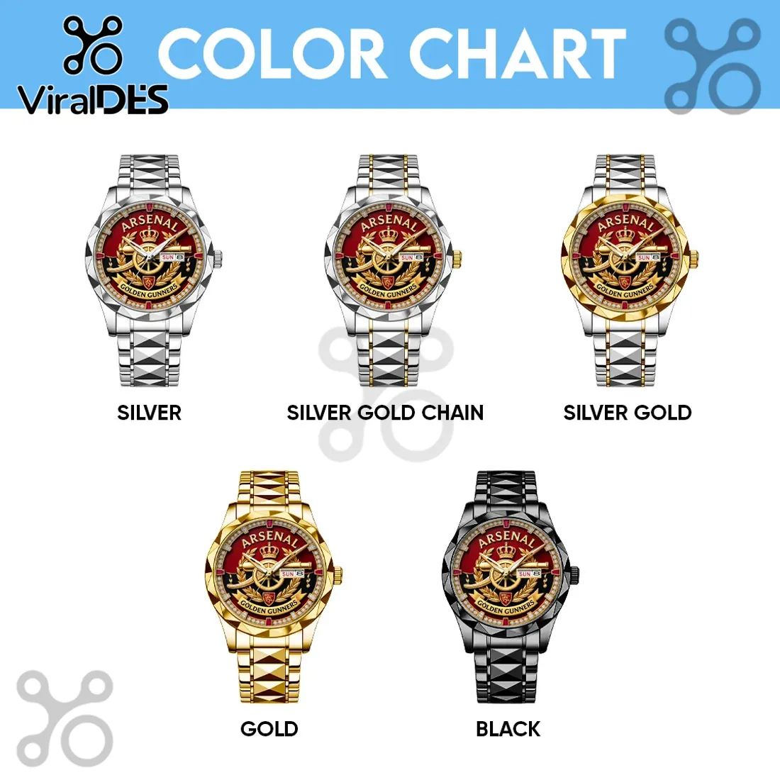 Arsenal Golden Gunners Premium Gold Plated Quartz Watch