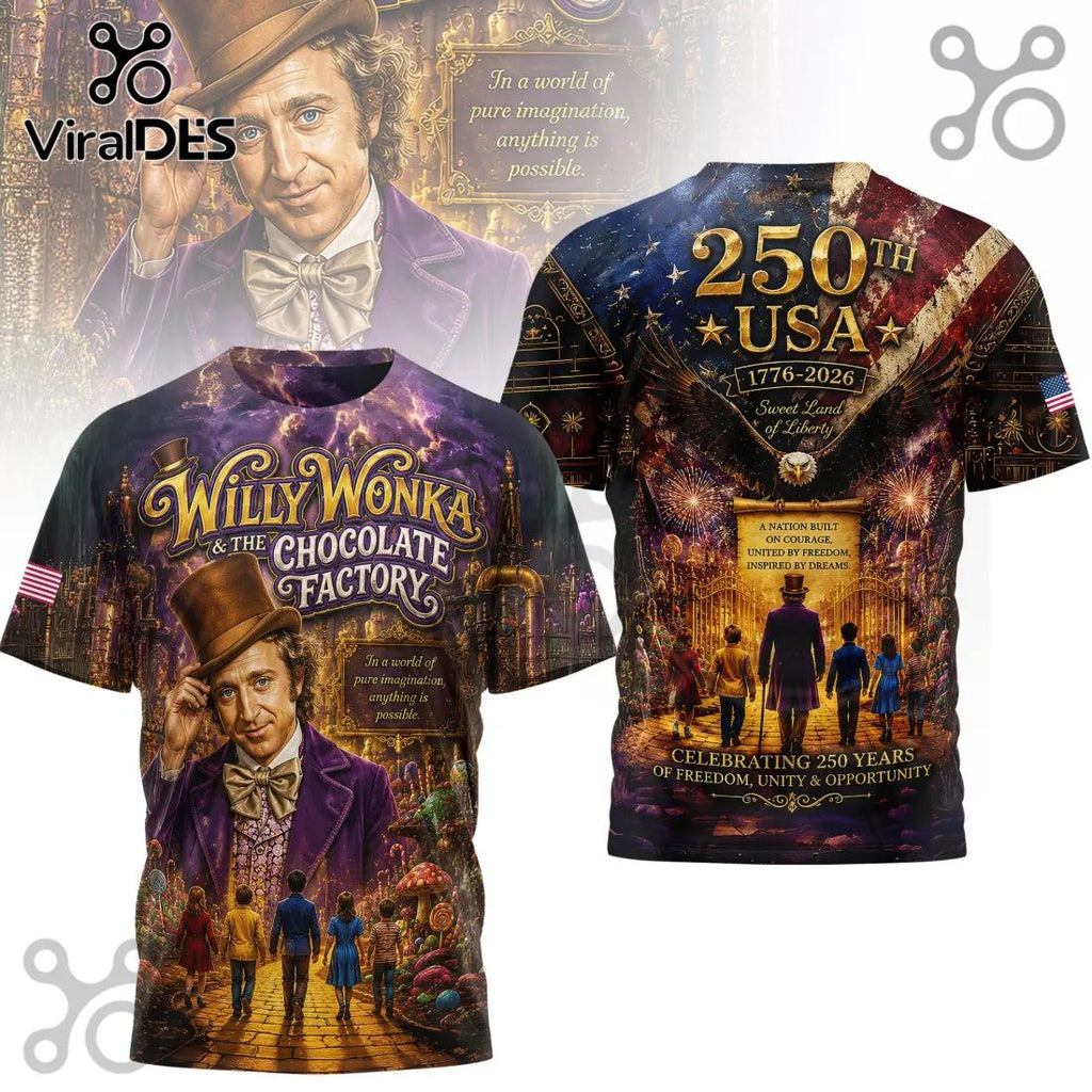 Willy Wonka x USA 250th Anniversary 1776-2026 Patriotic Gift for Men T-Shirt