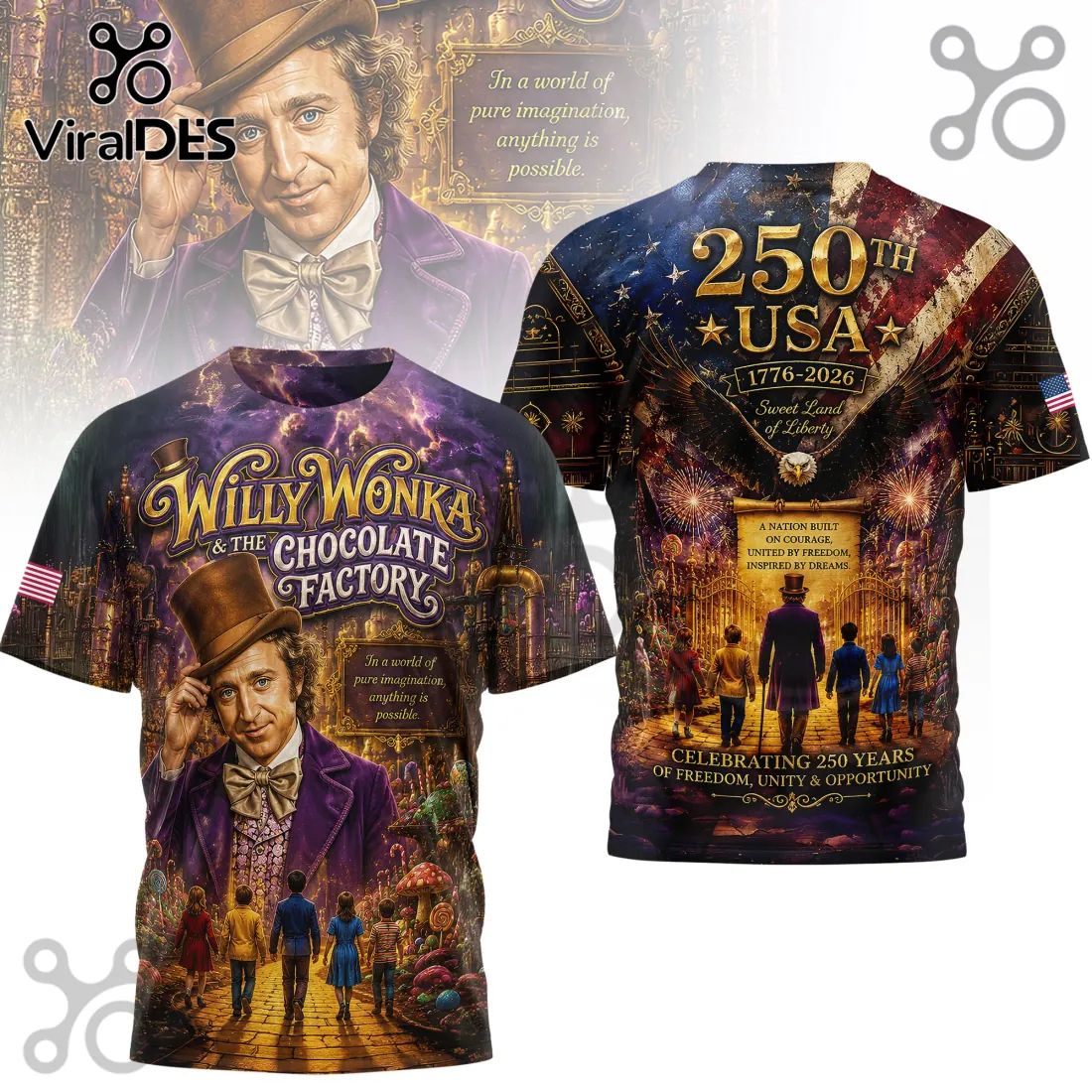 Willy Wonka x USA 250th Anniversary 1776-2026 Patriotic Gift for Men T-Shirt