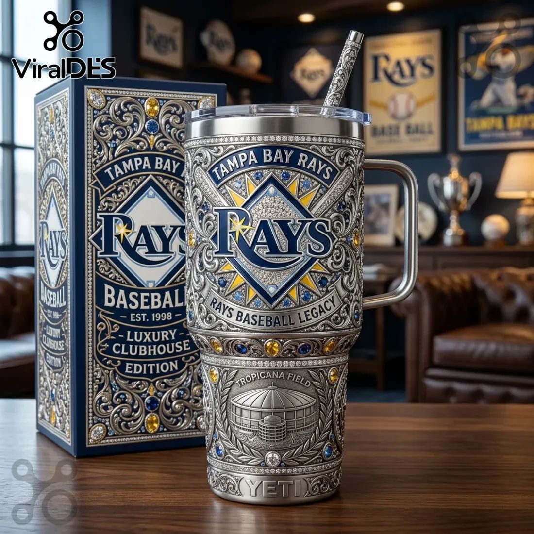 Tampa Bay Rays Luxury Clubhouse Stainless Steel 40oz Tumbler