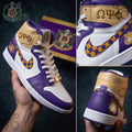 Omega Psi Phi Fraternity Purple and Gold AJ1 High Top Sneakers