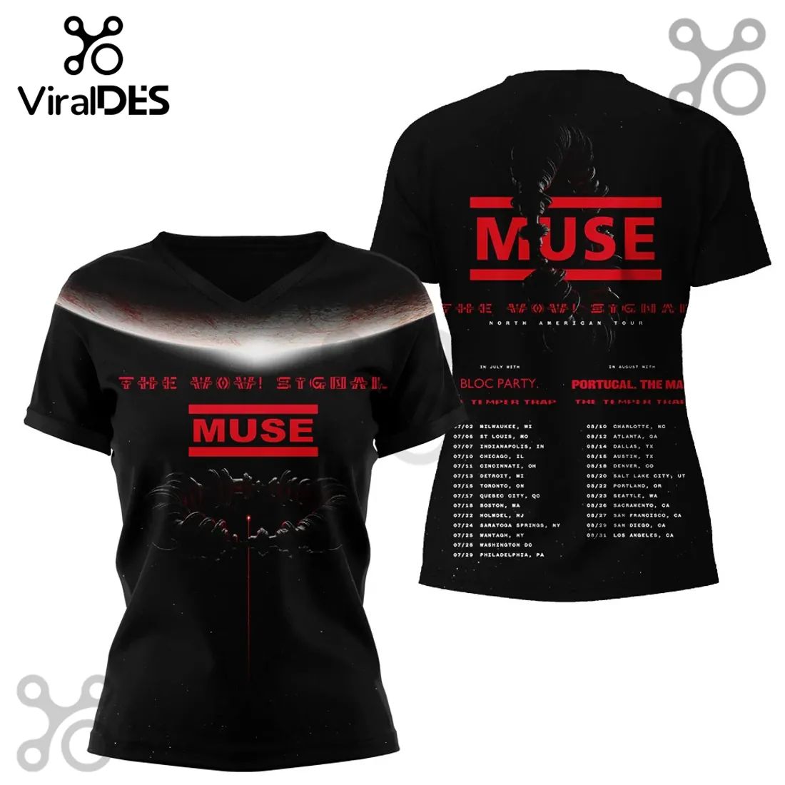 Muse Band The Wow Signal North American Tour Concert 3D T-Shirt