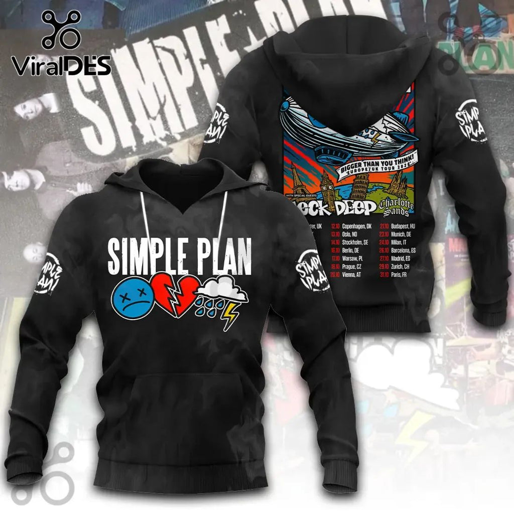 Simple Plan Europe UK Tour 2026 Band Merch Graphic T-Shirt