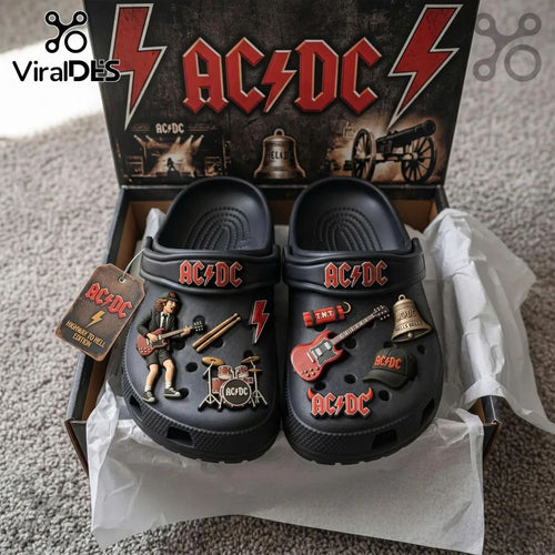ACDC Highway to Hell Edition Rock Band Crocs WIth Charms