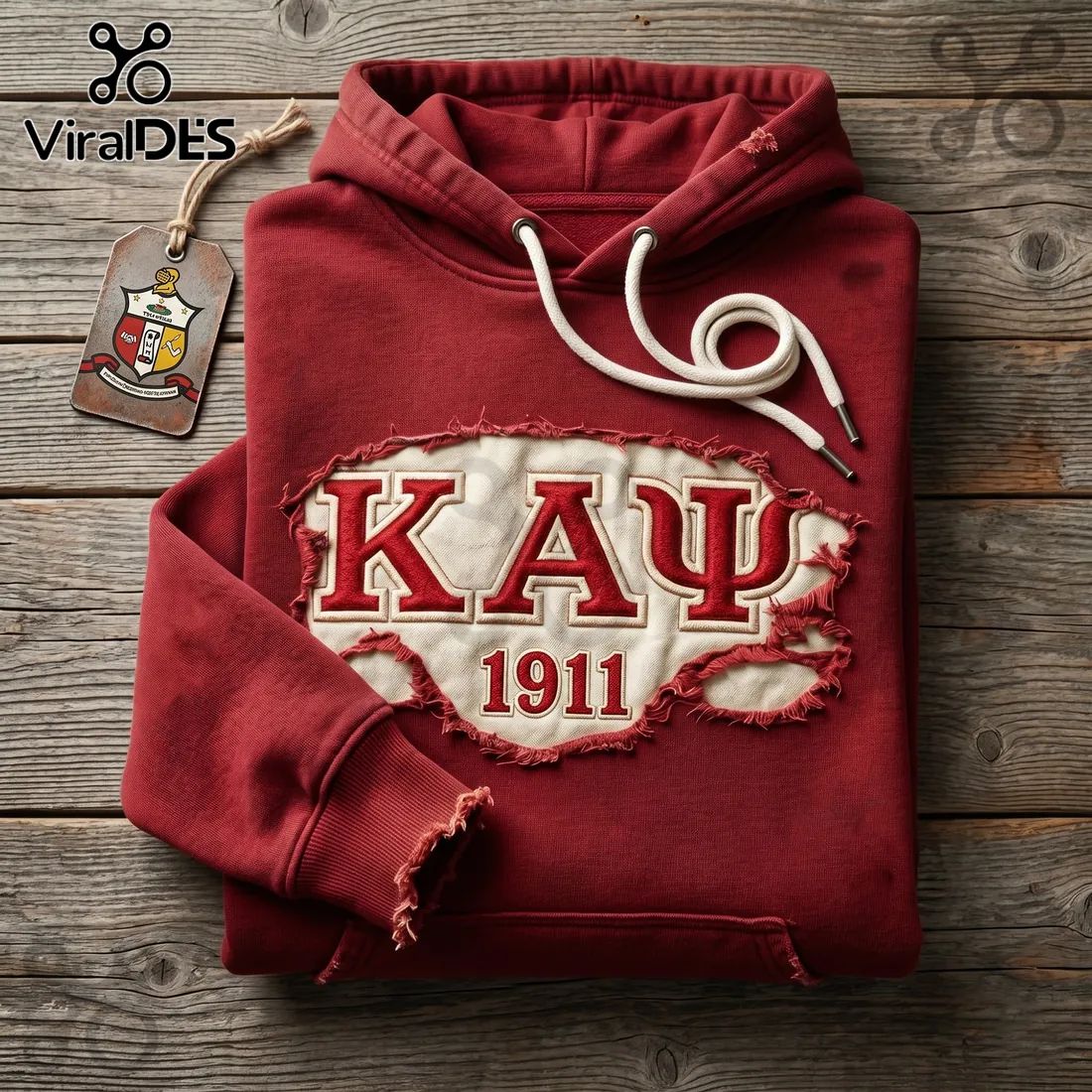 Kappa Alpha Psi KAΨ 1911 Distressed Vintage Red Pullover Hoodie