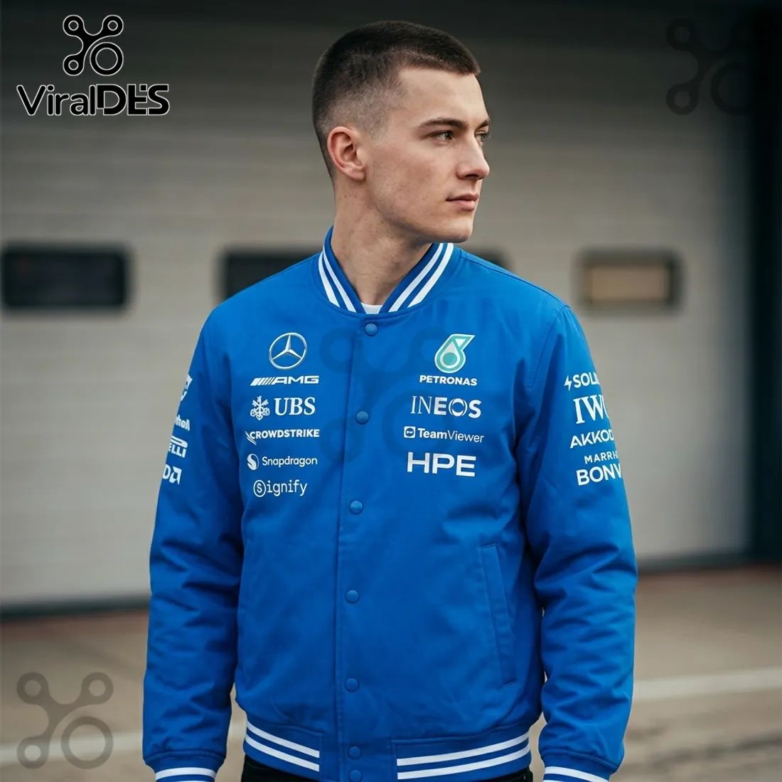 Adidas x Mercedes AMG Petronas F1 Team Blue Varsity Jacket