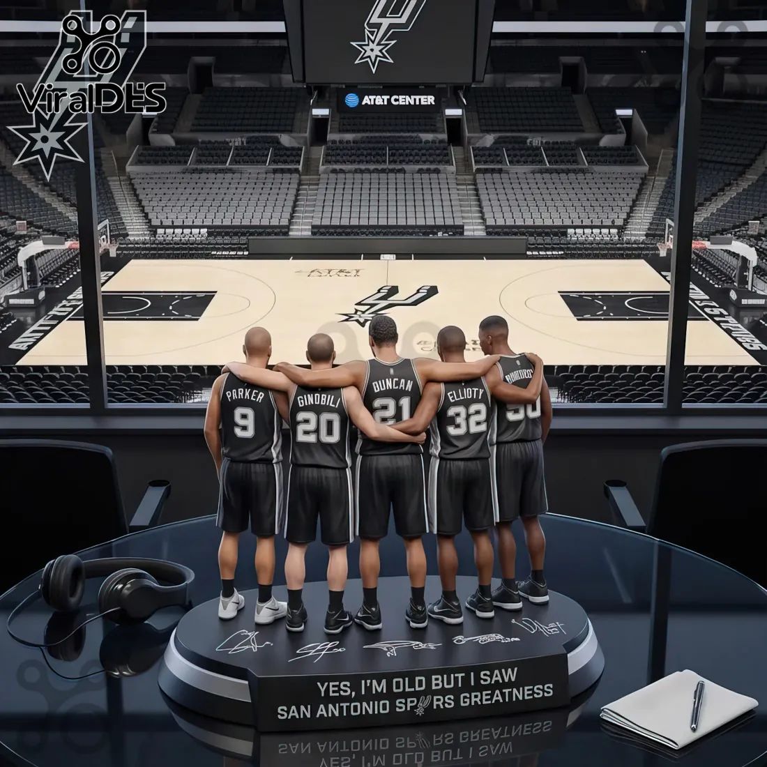 NBA Spurs Legends Commemorative 5 Hall of Fame Acrylic Plaque