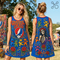 Grateful Dead Dancing Bears Blue Grad Dress