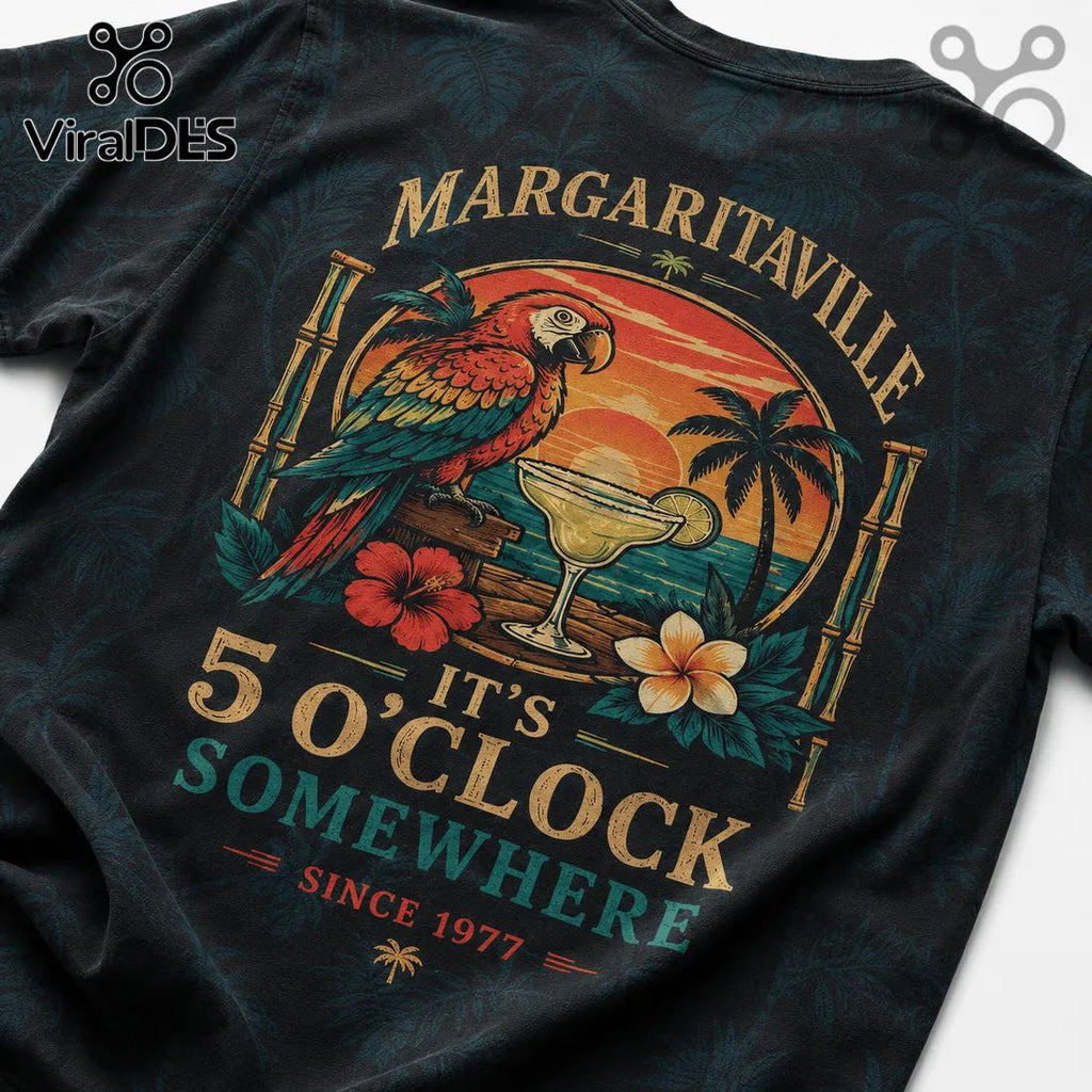 Margaritaville Jimmy Buffett Since 1977 Parrot Sunset Beach Shirt
