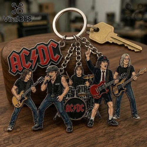 ACDC Rock Band Multi-Charm Metal Keychain 2026