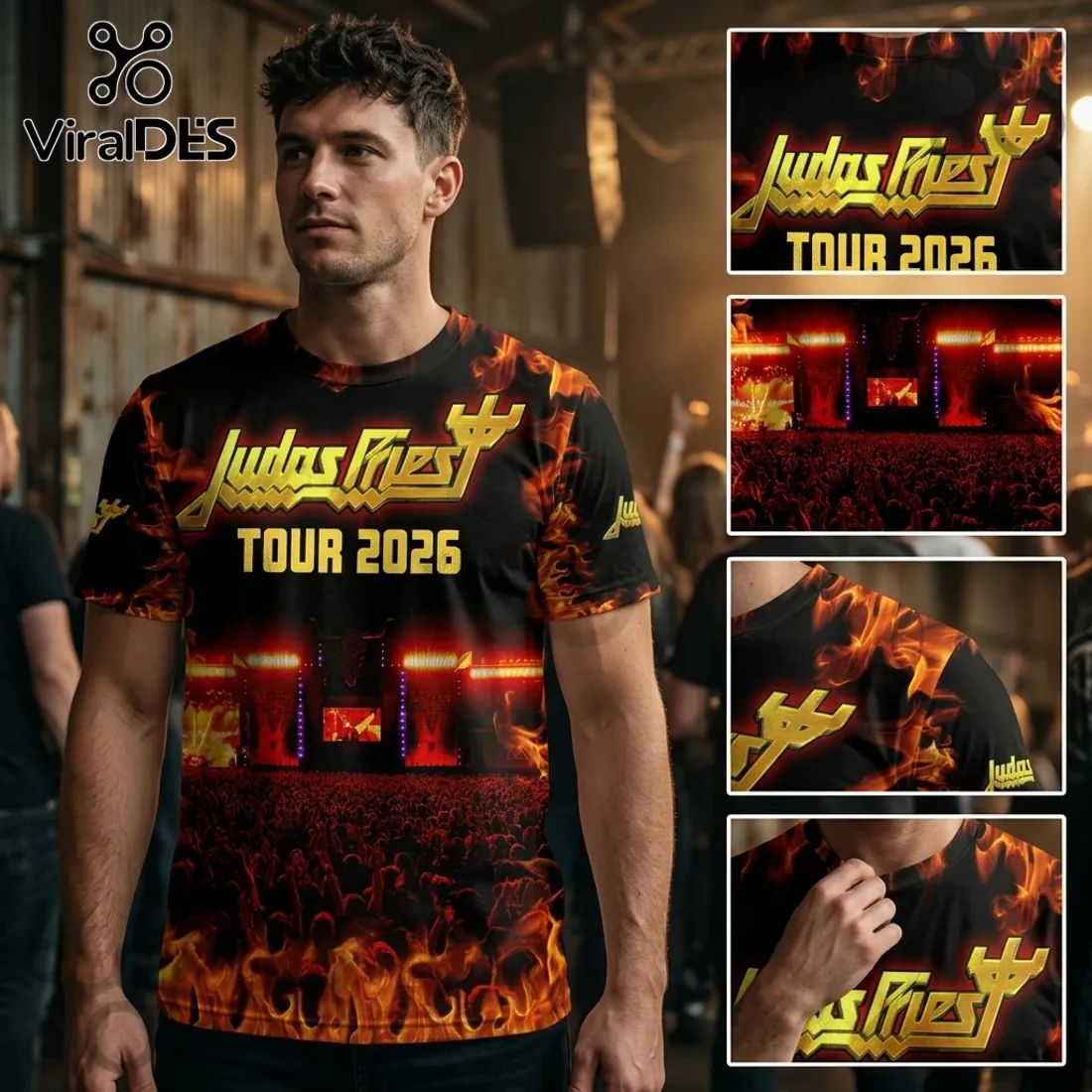 Judas Priest Tour 2026 Flame Concert Graphic T-Shirt