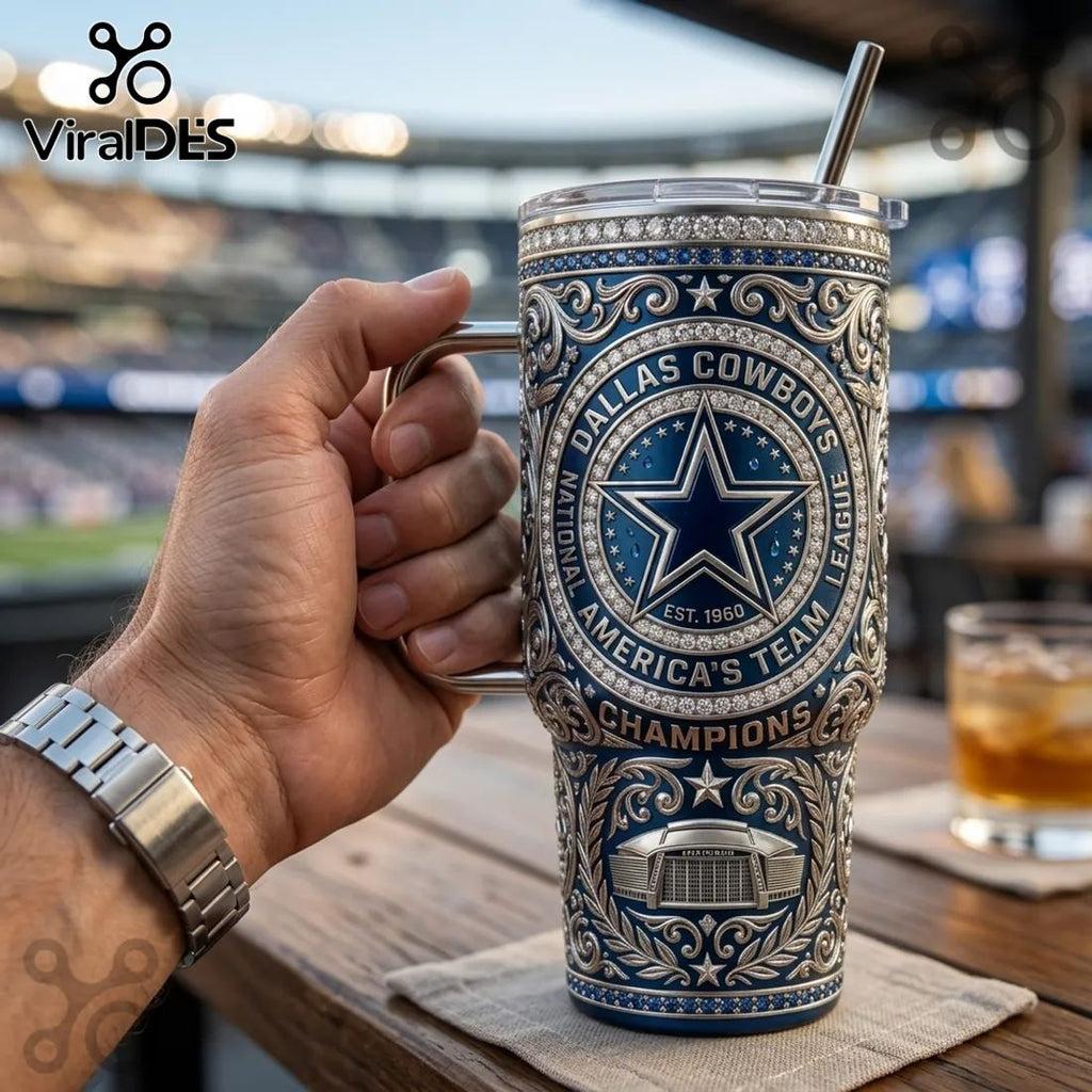 Dallas Cowboys Luxury Ornate Diamond Champions 40oz Stanley Tumbler