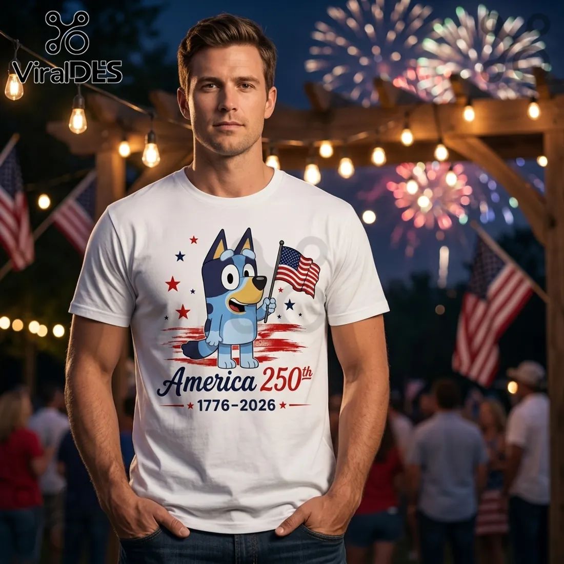 Bluey USA 250th Anniversary 1776-2026 Patriotic Collectible T-Shirt