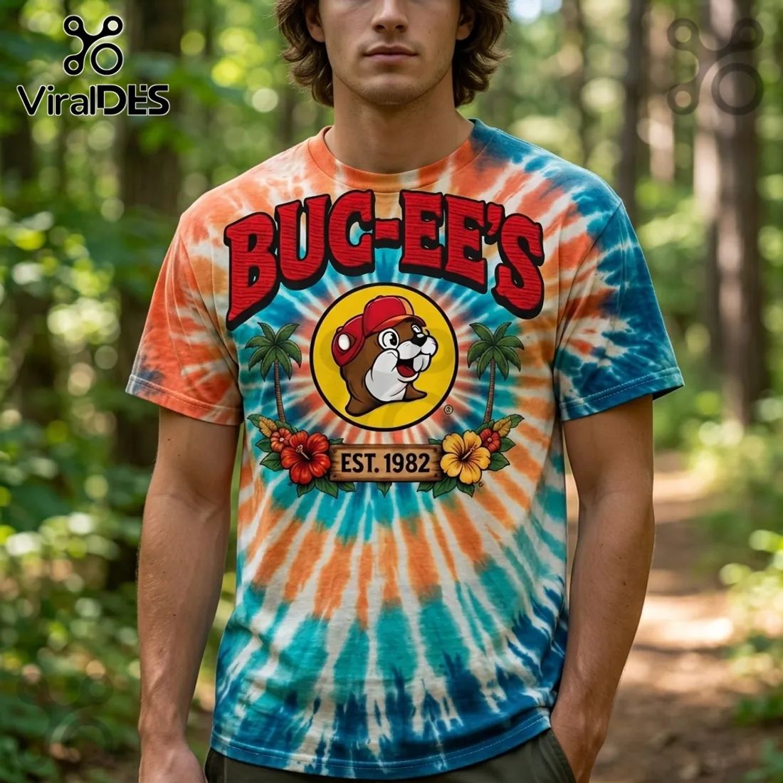 Bucees Tropical Palm Tree EST 1982 Beaver Mascot Summer T-Shirt