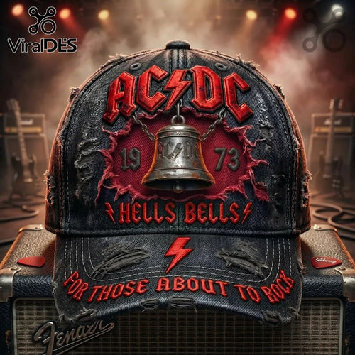 AC/DC Hells Bells For Those About To Rock Distressed Baseball Cap