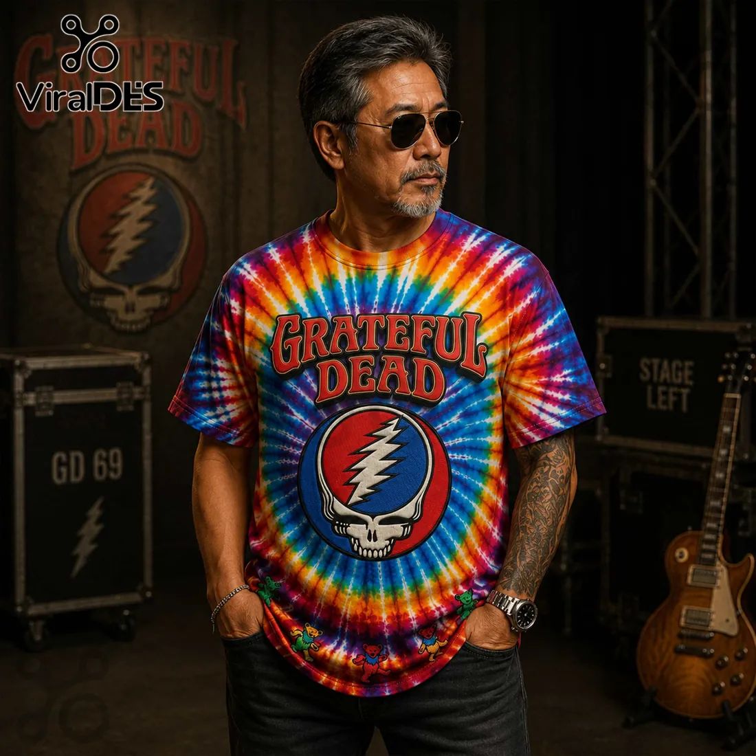 Grateful Dead Tie-Dye Steal Your Face Skull Rainbow Music T-Shirt