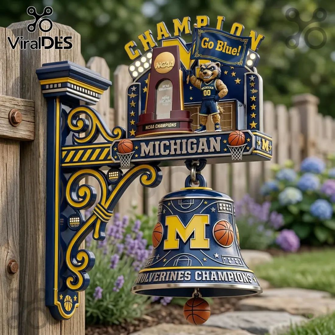 Michigan Wolverines NCAA Basketball Champions Hanging Wall Bell