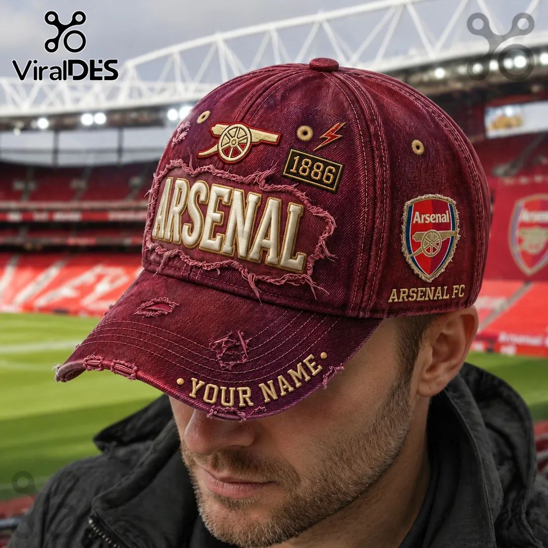 Arsenal FC 1886 Edition Vintage Distressed Baseball Cap