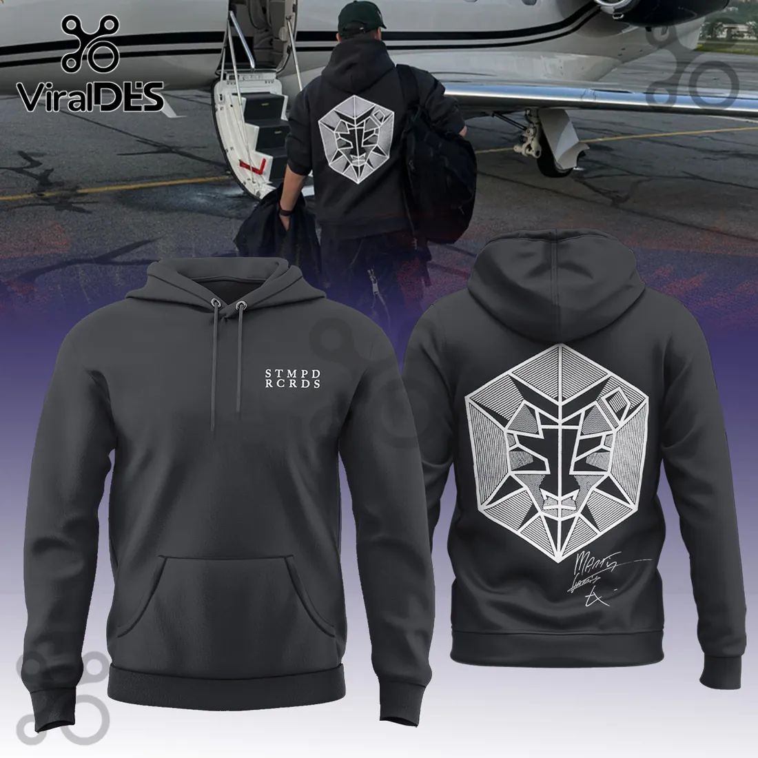 Martin Garrix STMPD RCRDS Geometric Lion Signature Black Hoodie