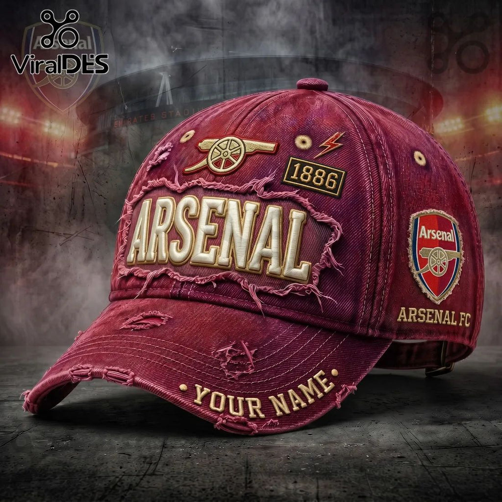Arsenal FC 1886 Vintage Distressed Maroon Baseball Logo Cap