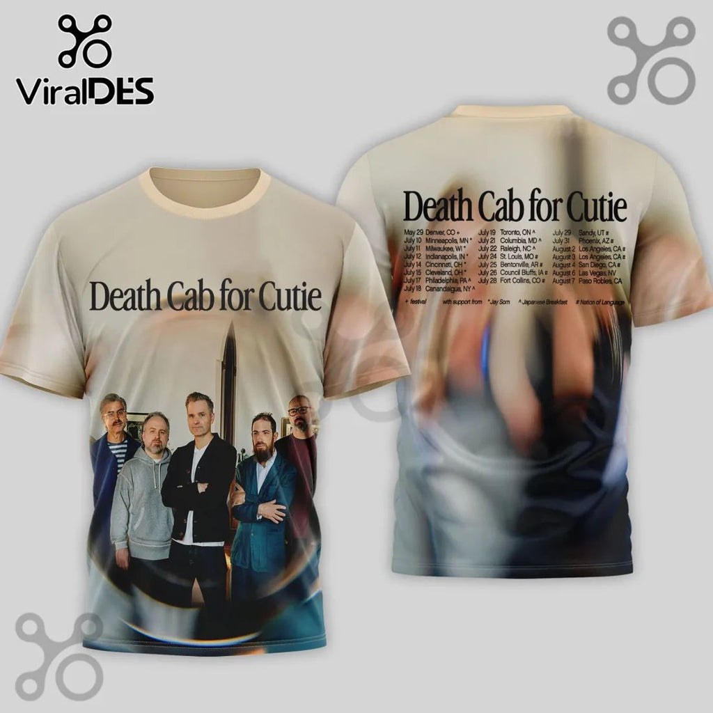 Death Cab for Cutie Concert Tour Dates All Over Print 3D T-Shirt
