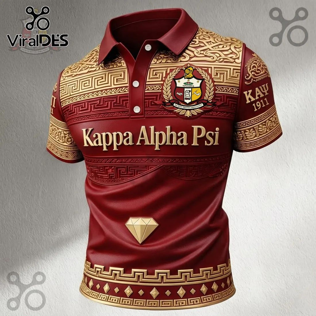 Kappa Alpha Psi Fraternity Crimson Gold Polo Shirt