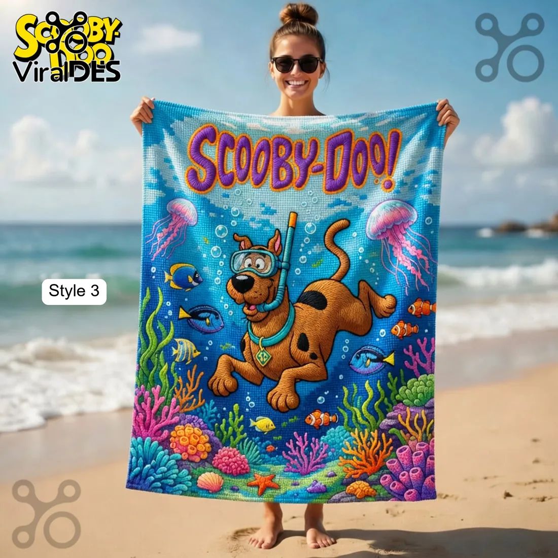 Scooby-Doo Summer Vibes Mystery Inc. Tropical Fun Vibrant Beach Towel