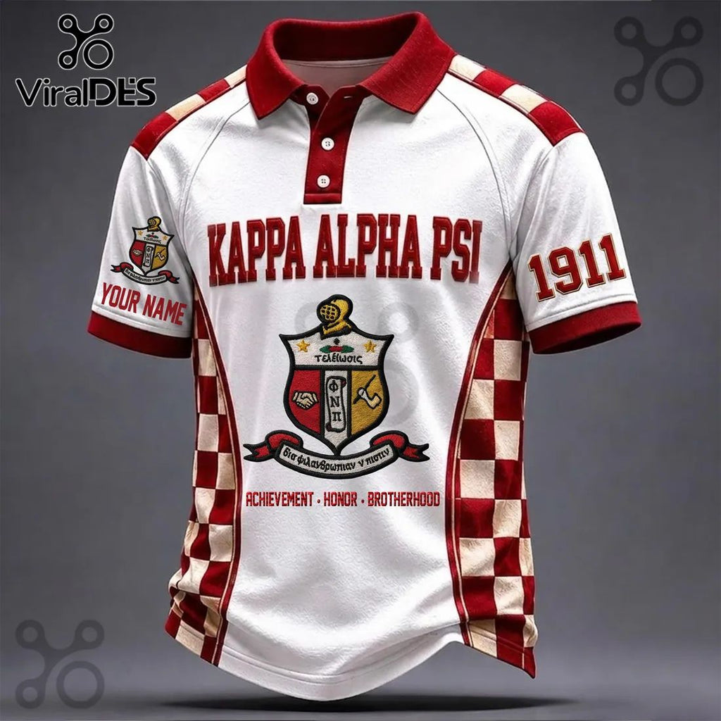 Kappa Alpha Psi 1911 Crimson and White Polo Shirt