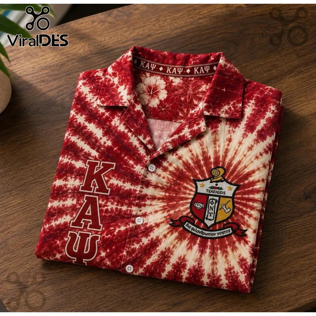 Kappa Alpha Psi Crimson and Cream Tropical Hawaiian Shirt