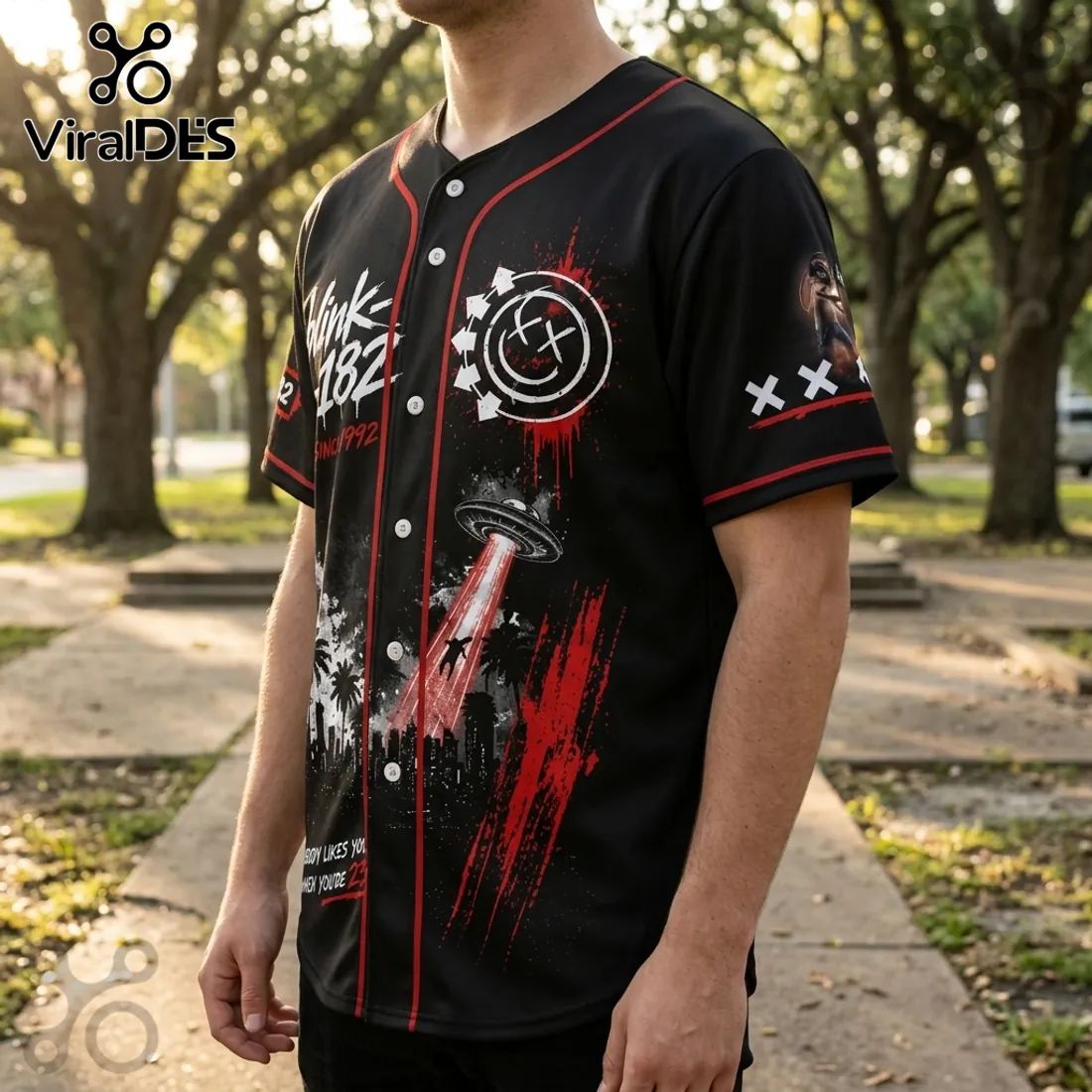 Blink-182 Europe 2027 Tour Black Baseball Jersey